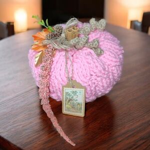Handmade Crochet Cable Knit Decorative Pumpkin Decor